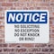 Signmission No Soliciting No Exceptions Do Not Knock Or Ring! OSHA Notice Sign, Plastic, 10in W x 7in L, 2PK OS-2PACK-NS-P-710-L-14825 - alternate 5